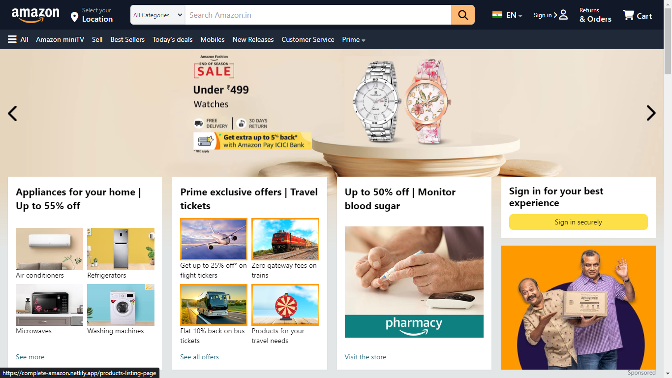 home page