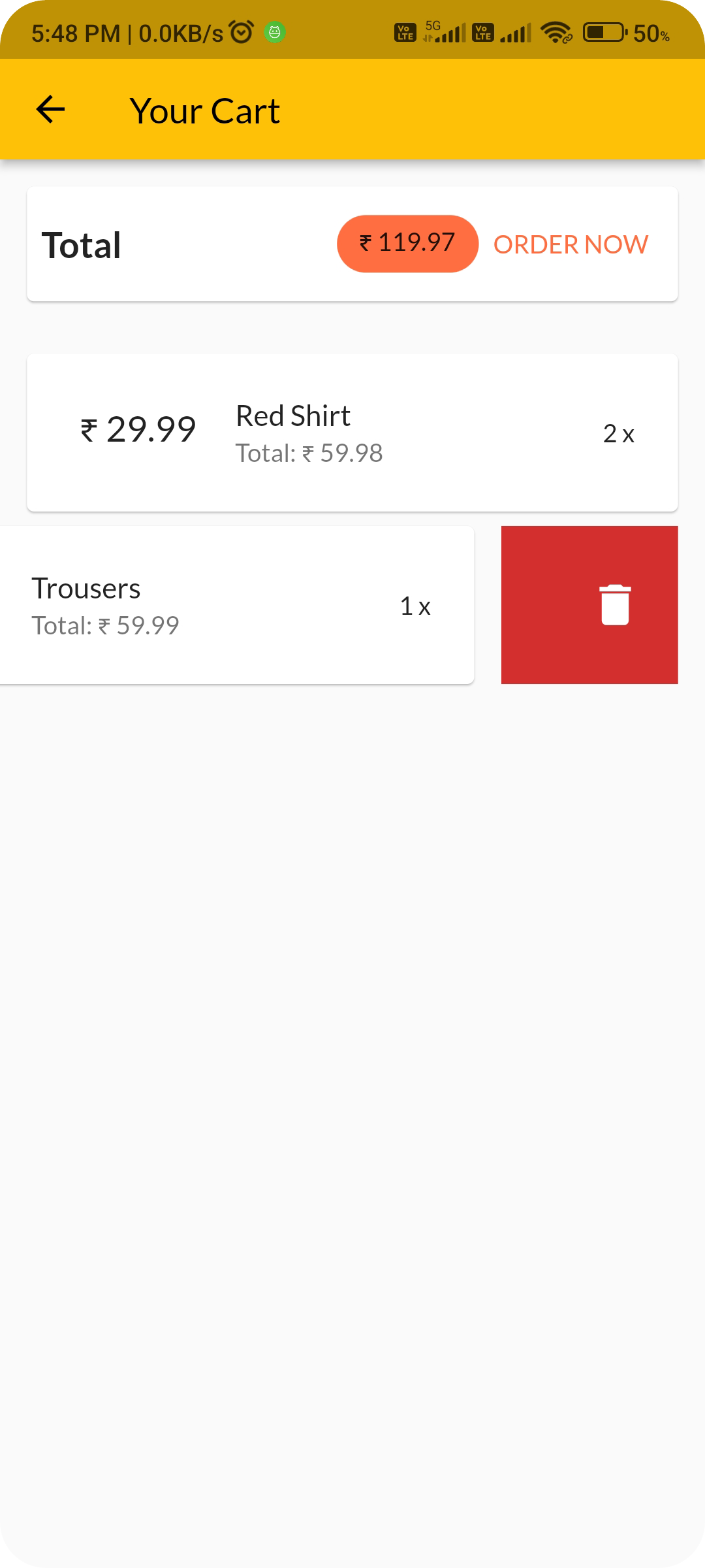cart page
