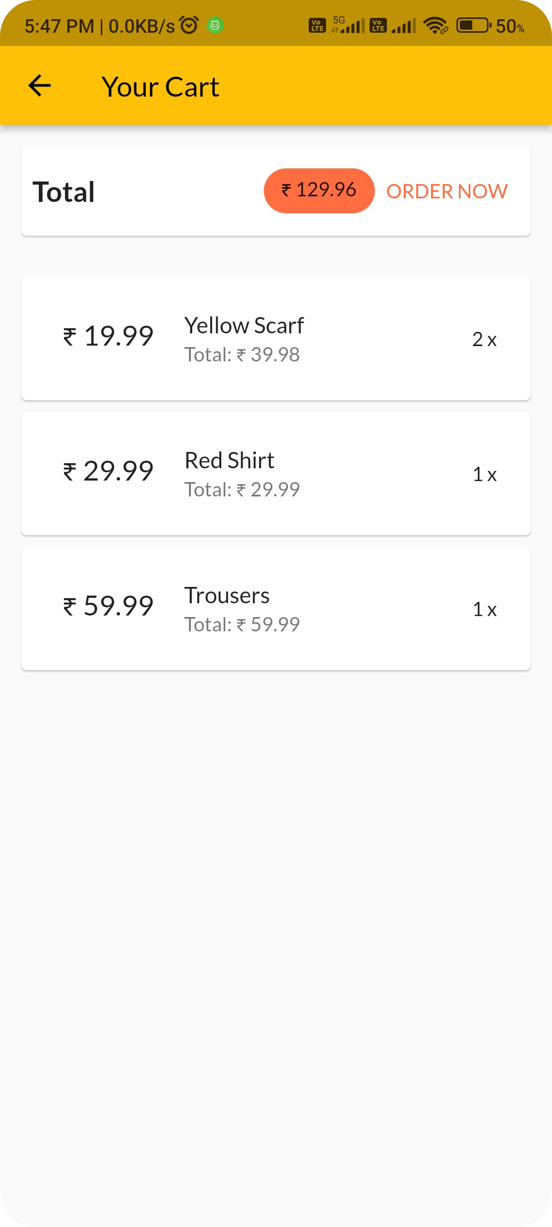 cart page